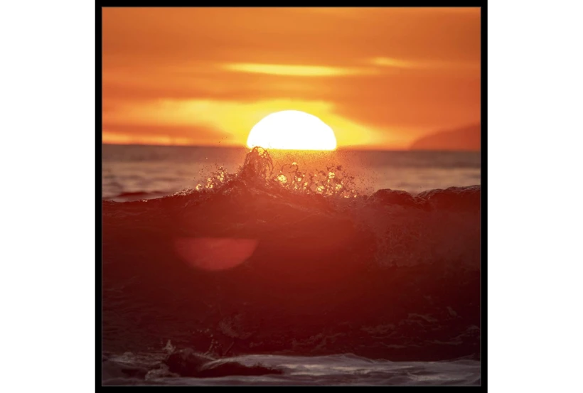 38X38 Ocean Sunset With Black Frame - 360