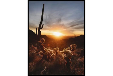32X42 Cactus Sunset With Black Frame