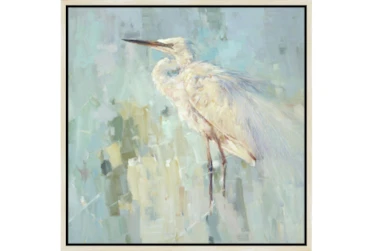 26X26 White Heron With Birch Frame