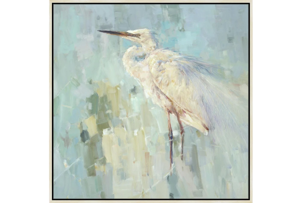 38X38 White Heron With Birch Frame