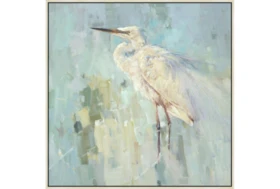 47X47 White Heron With Birch Frame