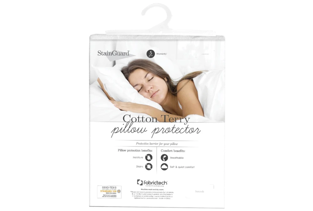 Pure Care Stainguard Cotton Terry Queen Pillow Protector