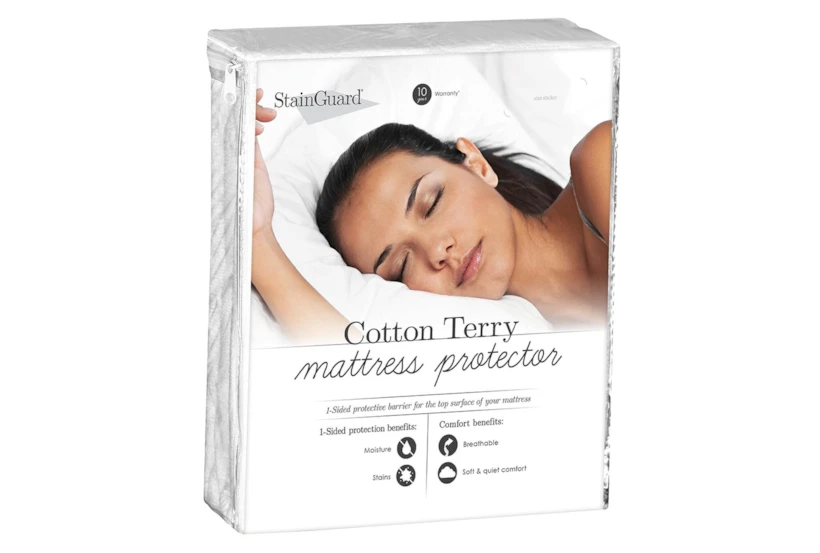 Pure Care Stainguard Cotton Terry 1-Sided Queen Mattress Protector - 360