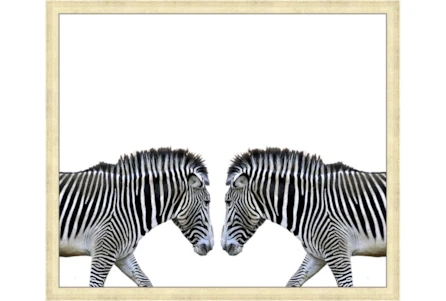 26X22 Zebra Face Off With Gold Champagne Frame