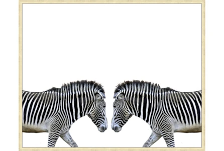 52X42 Zebra Face Off With Gold Champagne Frame