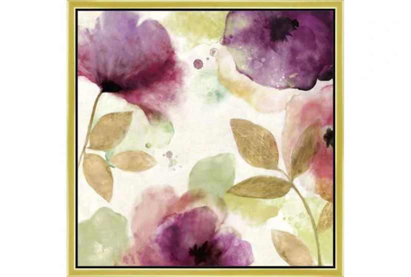 26X26 Floral Watercolor With Gold Frame  - 360