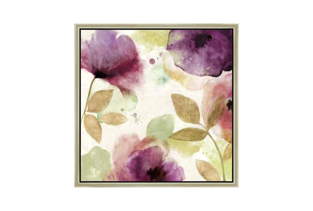 26X26 Floral Watercolor With Champagne Frame 