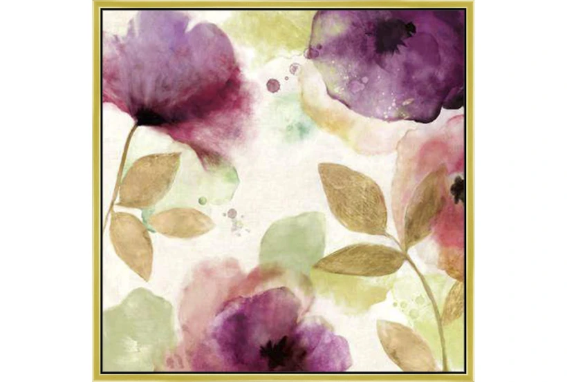 38X38 Floral Watercolor With Gold Frame  - 360