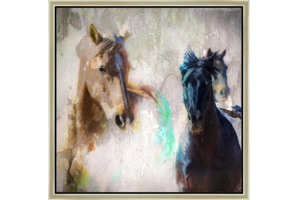26X26 Horse Rush With Champagne Frame 