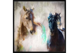 38X38 Horse Rush With Black Frame 