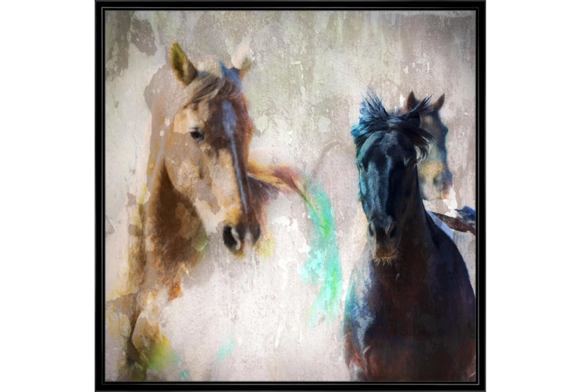 38X38 Horse Rush With Black Frame  - 360