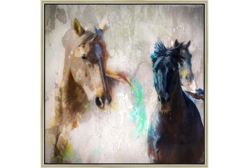 38X38 Horse Rush With Champagne Frame
