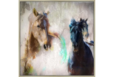 47X47 Horse Rush With Champagne Frame