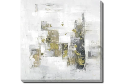 45X45 Abstract Golden Touch With Gallery Wrap Canvas - Signature