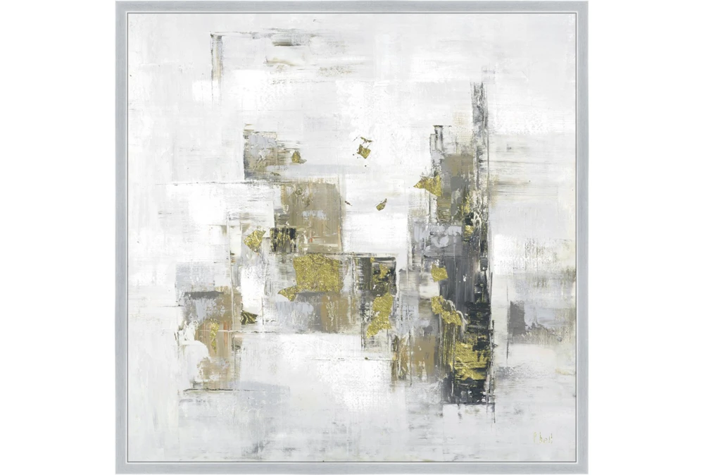 38X38 Abstract Golden Touch With Silver Frame 