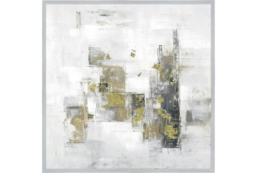 47X47 Abstract Golden Touch With Silver Frame - 360