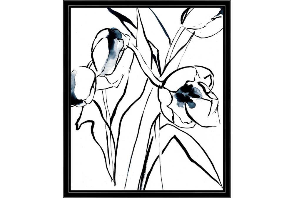 22X26 Floral Fringe 2 Blue With Black Frame 
