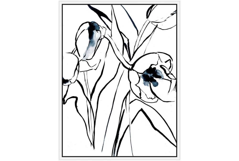 32X42 Floral Fringe 2 Blue With White Frame 
