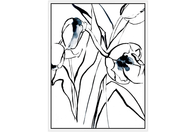 32X42 Floral Fringe 2 Blue With White Frame  - 360