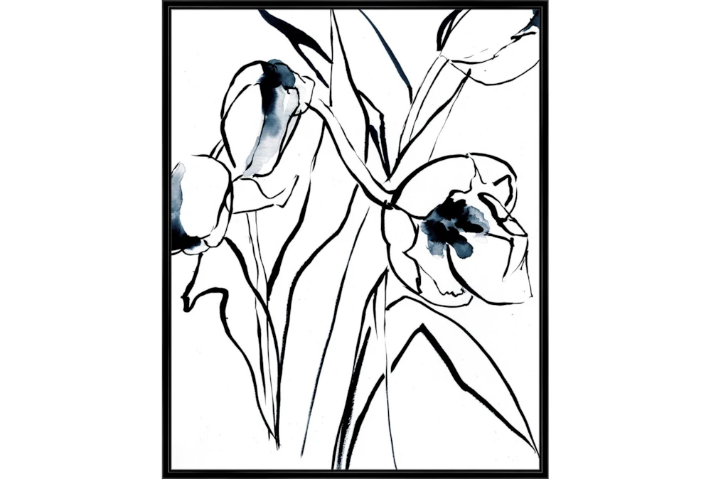 42X52 Floral Fringe 2 Blue With Black Frame 