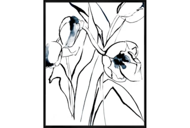 42X52 Floral Fringe 2 Blue With Black Frame