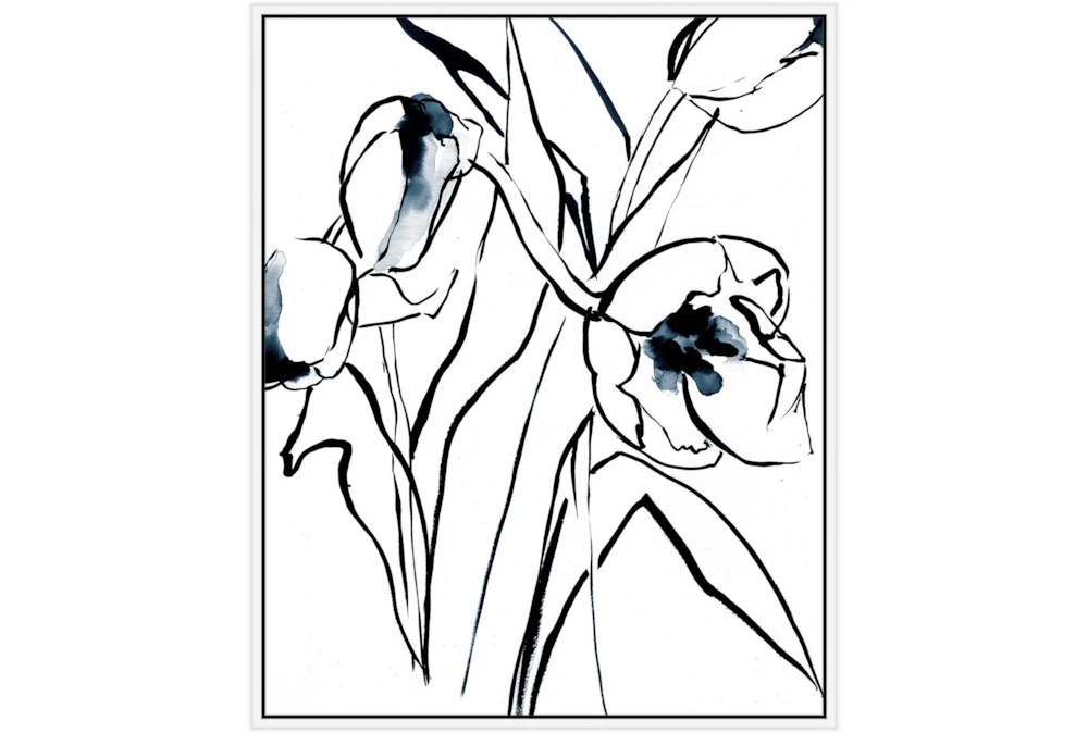 42X52 Floral Fringe 2 Blue With White Frame 