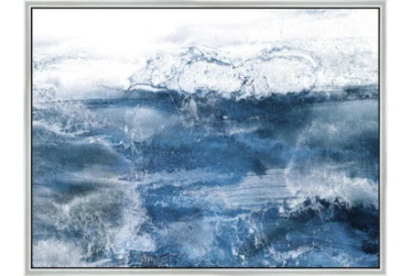 32X42 Abstract Ocean'S Breath With Silver Frame
