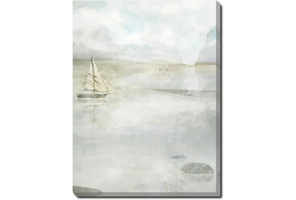 30X40 Solitary Sailing Watercolor With Gallery Wrap Canvas