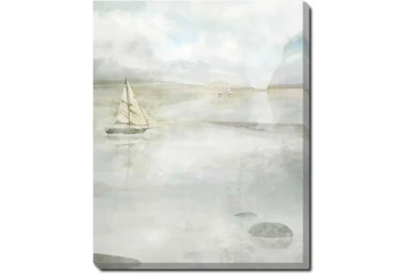 40X50 Solitary Sailing Watercolor With Gallery Wrap Canvas