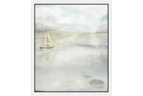 22X26 Solitary Sailing Watercolor With White Frame