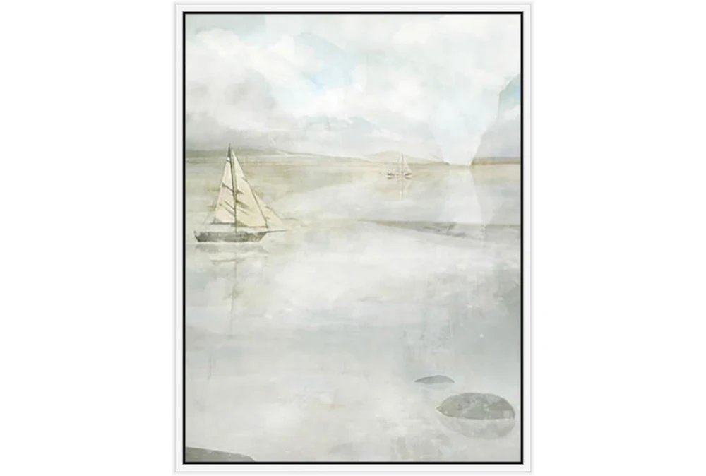 32X42 Solitary Sailing Watercolor With White Frame 