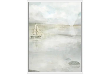 32X42 Solitary Sailing Watercolor With White Frame