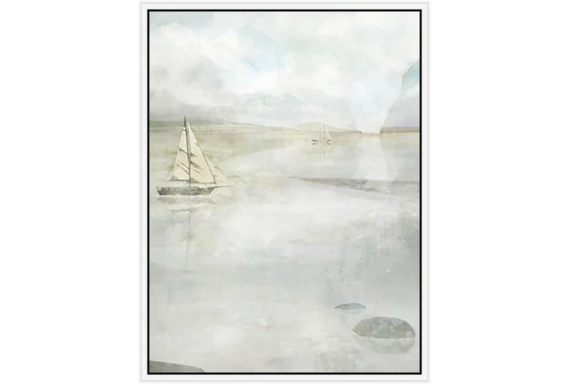 32X42 Solitary Sailing Watercolor With White Frame  - 360
