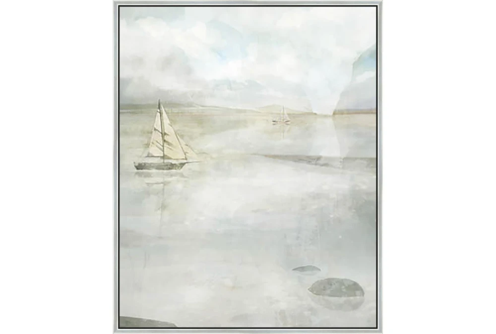 42X52 Solitary Sailing Watercolor With Silver Frame 