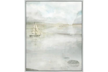 42X52 Solitary Sailing Watercolor With Silver Frame