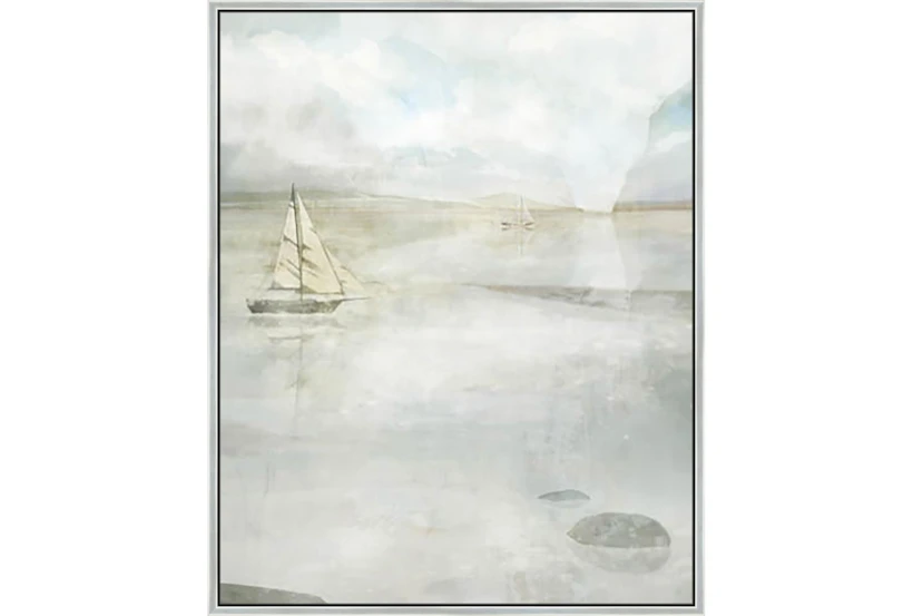 42X52 Solitary Sailing Watercolor With Silver Frame  - 360