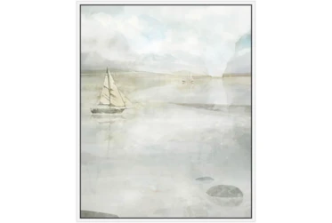 42X52 Solitary Sailing Watercolor With White Frame