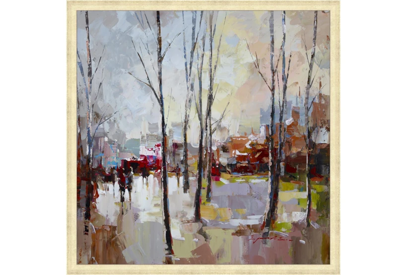 26X26 Rainy Days In The City With Gold Champagne Frame - 360