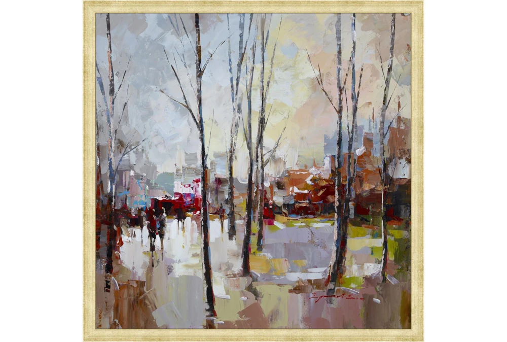 26X26 Rainy Days In The City With Bronze Gold Frame