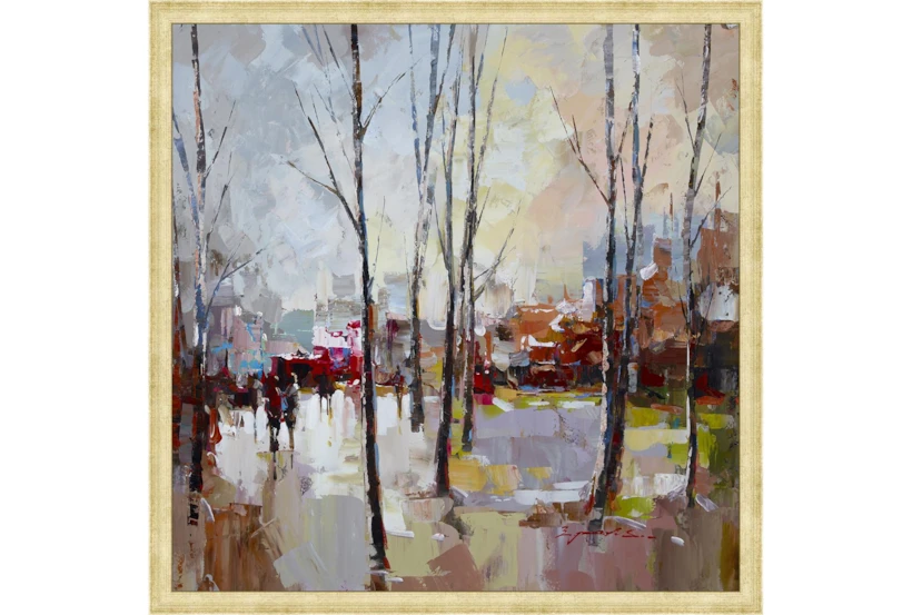 26X26 Rainy Days In The City With Bronze Gold Frame - 360
