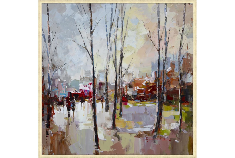 47X47 Rainy Days In The City With Gold Champagne Frame - 360