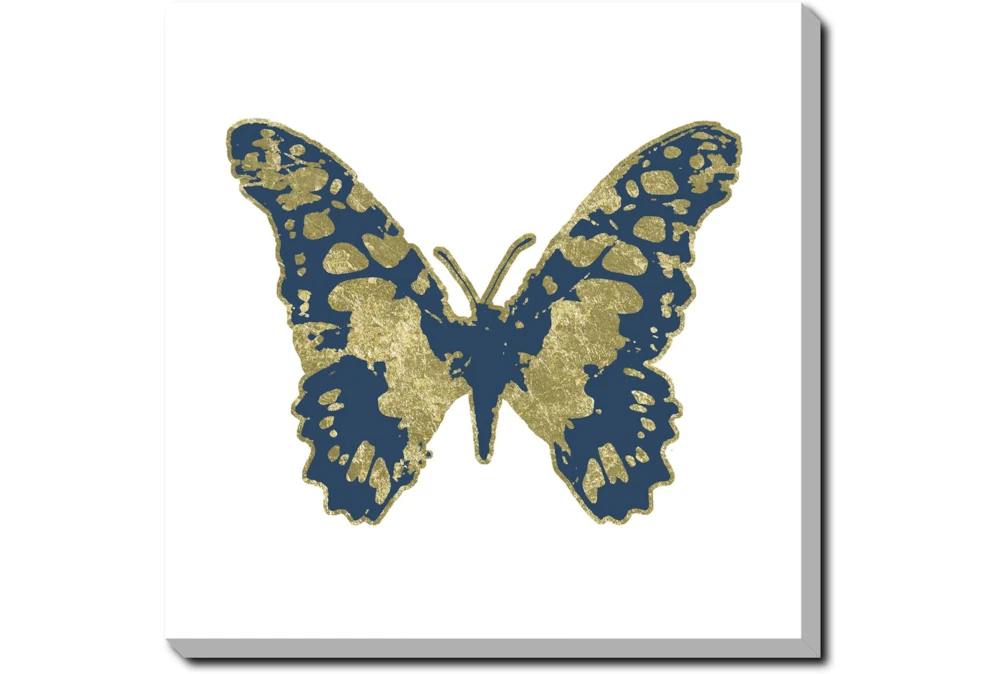 24X24 Blue & Gold Butterfly With Gallery Wrap Canvas