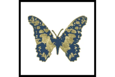 26X26 Blue & Gold Butterfly With Black Frame
