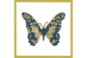 26X26 Blue & Gold Butterfly With Gold Frame