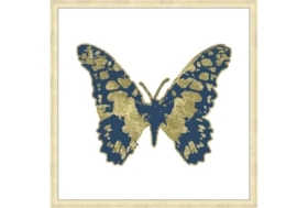 26X26 Blue & Gold Butterfly With Gold Champagne Frame