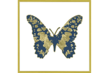 38X38 Blue & Gold Butterfly With Gold Frame