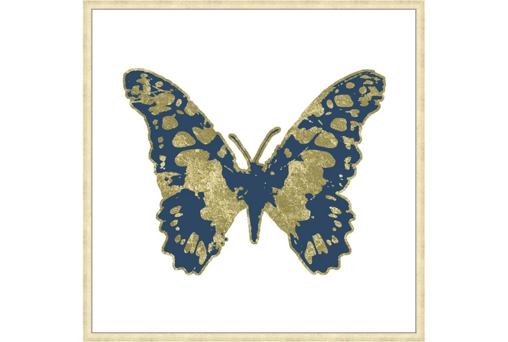 38X38 Blue & Gold Butterfly With Gold Champagne Frame