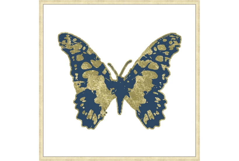 38X38 Blue & Gold Butterfly With Gold Champagne Frame - 360
