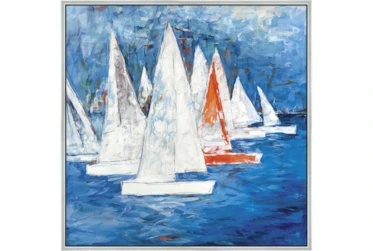 47X47 Sailboats With Silver Frame