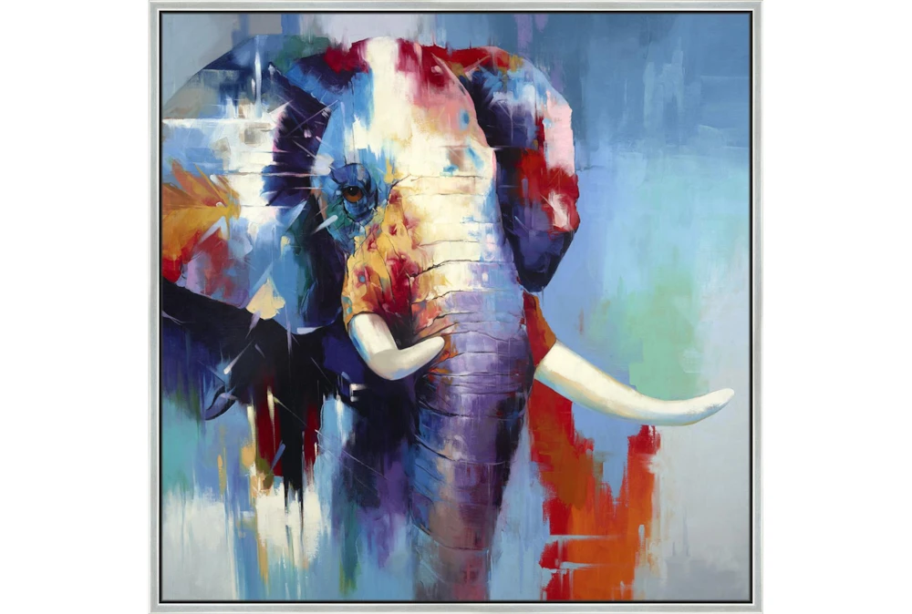 47X47 The Mighty Elephant With Silver Frame 
